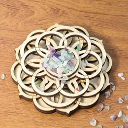 Jewelry Pouches Natural Wood Flower Of Life Crystal Ball Quartz Stone Stand Lotus Mandala Board Holder Meditation Healing Orgone Tray