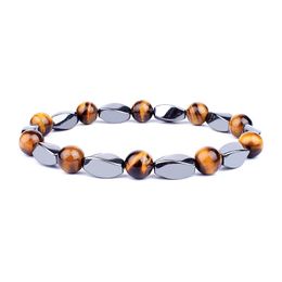 Strand Beaded Strands Distortion Hematite Tiger Eye Bracelets Men & Charm For Women Natural Energy Stone Bracelet Jewelry