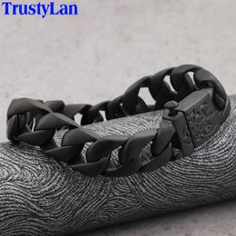 Bracelets Vintage Stainless Steel Men's Bracelets Friendship 15MM Thick Chain Male Jewelry Punk Black Plated Skull Bracelet Men Armband