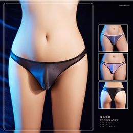 Underpants Ultra Thin Fun Underwear Men's Sexy Breathable Convex Pouch Brief Low Rise Panties Transparent Elastic Alluring Protruding