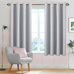 Curtain & Drapes Silver Grey Blackout Curtains For Living Room Bedroom Thermal Insulated With Grommet Window Kitchen Custom