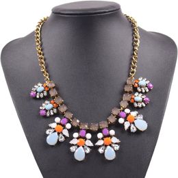 Pendant Necklaces Fashion Gold Chain Necklace Flower Crystal Statement Elegant Women Jewellery For Ladies Accessories