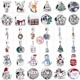 Beads Other Silver Gingerbread Man Santa Tree Sock Pendant Snowman Bead Fit Original Charm Bracelet Women Christmas Fine JewelryOther