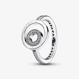Authentic Sterling Silver Rings for Pandora Signature Circles Pave Ring designer Jewellery For Women Sisters Gift Sparkling Heart ring with Original Box Set