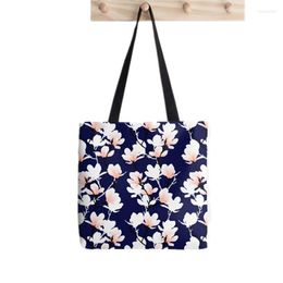Shopping Bags Shopper Magnolia Midnight Tote Bag Printed Women Harajuku Handbag Girl Shoulder Lady Canvas