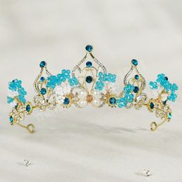 Wedding Hair Tiara Crystal Bridal Crown Sky Blue Tiaras Wedding Hair Accessories Headpieces Head Jewellery