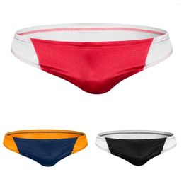 Underpants Mens Double Briefs Mesh Buttock Lifting Thong Breathable Lace Up Swimming Trunks Above Knee Swim