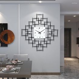 Wall Clocks Black Silent Clock Metal Bedroom Square Chic Living Room Unique Design Art Creative Reloj Pared Home Accessories