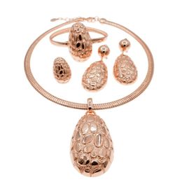 Necklace Earrings Set & Selling Brazil Gold Plated Jewellery High-end Rose Luxury Wedding H0063Earrings