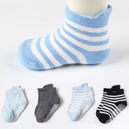 Socks 6 Pairs Children Sock Non-slip Baby Boy Floor For Girl Stripe Born Kids Unisex Short Toddler Clothing Accessories