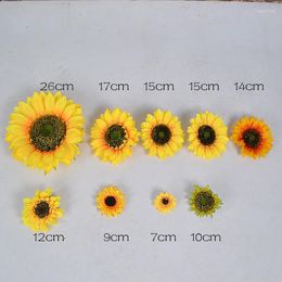 Decorative Flowers 10pcs 7cm/17cm/26cm Large Silk Sunflower Artificial Flower Head For Wedding Decor Handmade Scrapbooking Accessories Fake