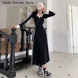 Casual Dresses Penanaman DiriSolid Color Black Temperament Small Design Advanced Dress Girl Skirt