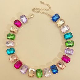 Chains In Rectangle 13x18 Square Crystal Gemstone Necklace
