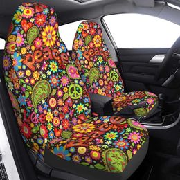 Cushions Hippie Colorful Floral Seat Set 2 Pcs Auto Interior Accessories Protetors Car Mat Covers Vehicle AA230520