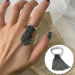 Vintage Tassel Ring for Women Girl Fashion Silver Colour Index Finger Opening Rings Personality Party Trendy Metal Jewellery Gifts