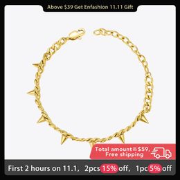 Bracelets ENFASHION Punk Spikes Chain Bracelets For Women Gold Colour Stainless Steel Rock Armband Bangles Fashion Jewellery Pulseras B2164