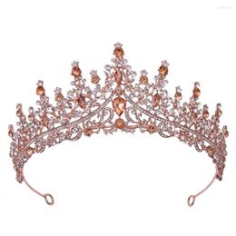 Headpieces Electroplating Rose Gold Rhinestones European And American Luxury Bridal Crown Wedding Anniversary Party Dress Headdress