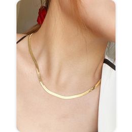 Necklaces Koreanstyle Niche Design Sense Electroplating 18k Gold Snakeskin Chain Necklace Female Temperament Simple Chain Trend For Party