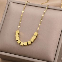 Pendant Necklaces Korean Fashion Little Squares Choker Necklace For Women Light Luxury Ladies Stainless Steel Clavicle Chain Jewelry