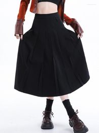 Skirts Quality Contracted Commuter Bust Of Han Edition Show Thin Black Pleated Skirt Female Temperament A Word Tall Waist Drap