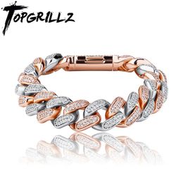 Bracelets TOPGRILLZ New 16mm Bracelet With Box Buckle High Quality Iced Out Cubic Zirconia Hip Hop Fashion Personality Jewellery For Gift