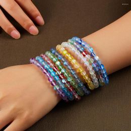 Charm Bracelets 6mm Transparent Glass Crystal Multicolor Matte Shining Stone Beaded Handmade Wristband Gifts Jewellery