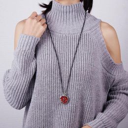 Pendant Necklaces Fruit Red Pomegranate Stone Necklace Long Sweater Chain Fashion Jewellery