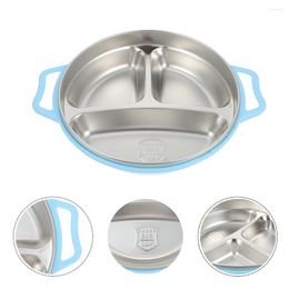 Plates Compartment Plate Home Divided Supplies Stainless Steel Dinner Dishes Serving Utensils Cake Children