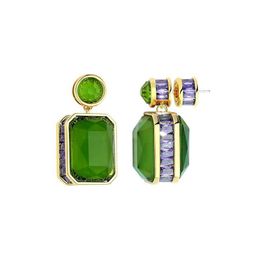 Knot Big Square Green Drop Earrings for Women Delicate Dazzling Emerald Crystal Mid Inlay Purple CZ Gold Plated Bridal Silver Jewellery