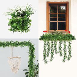 Decorative Flowers Hanhan 2 Pack Artificial Garlands Fake Hanging Eucalyptus Leaves Vines Greenery Garland Plant For Wedding Backdrop Arch