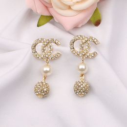 Brand Designer Dangle Earrings Stud Women Rhinestone Pearl Earring Wedding Party Jewelry Accessories Gifts