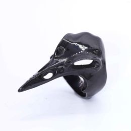 Cluster Rings Factory Direct Price Unique Design Crow Mouth Black Stainless Steel Ring Pointed Animal