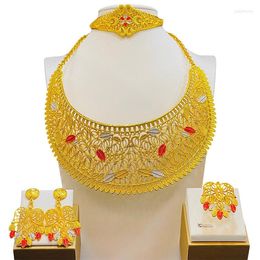 Necklace Earrings Set Liffly Dubai Luxury Bridal Wedding Jewelry Colourful Collares Bracelet Ring African Sets Women Jewellery