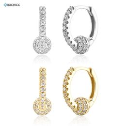 Huggie KIKICHICC 925 Sterling Silver Gold Beads Zircon Hoops Piercing Loop Earring 2021 Clear CZ Clips Classic Women Wedding Jewelry