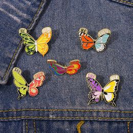 Pronouns Wings Enamel Pins Custom Butterfly Moth Brooches Lapel Badges LGBT Insect Jewellery Gift Drop Shipping