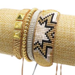 Bracelets ZHONGVI Miyuki Bracelet For Women Mexican Cuff Armband Jewelry Pulseras Mujer Moda 2022 New Gold Stainless Steel Beads Bracelets