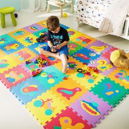 Children's Mat EVA Kids Foam Puzzle Carpet Baby Play Mat Interlocking Floor Tiles with Alphabet and Numbers Drop 220212231C