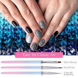 Nail Brushes Art Pen Nylon Bristles Grip Handle Colour Draw Lines Plastic Tips Painting Brush Manicure Designs For Salon