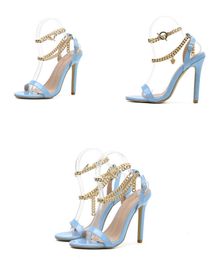 Sandals New Fashion Pointed Toe Love Metal Chain Sexy Design Buckle Strap Summer Ladies Wedding Party High Heels Shoes 230511