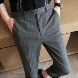 Men's Suits Stripe Men Business Social Suit Pant 2023 Spring Summer Formal Slim Fit Wedding Trouser Mens Brand Fashion Casual Dress Pants