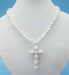 Necklaces 6MM natural white baroque pearl necklace 18"