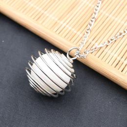 Pendant Necklaces FYJS Unique Silver Plated Wire Wrap Spiral Spring Imitation Pearl Necklace Fashion Jewellery