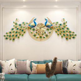 Wall Clocks European Peacock Modern Living Room Atmospheric Home Decoration Light Luxury Porch Background Mute