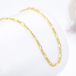 Chains Yellow Gold Colour Figaro Chain Choker Short Necklaces For Women Girls Boys Kids Baby Children Jewellery Anti Allergy Gift 14" 35cm
