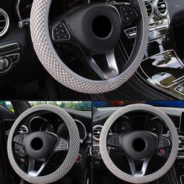 Steering Wheel Covers Fasion Car PU Leather Summer Ice Silk Tight Breathable Non-slip Auto Interior Accessories