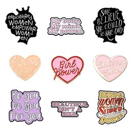 Girl Power Enamel Pins She Believed She Could So She Did Brooches Bag Clothes Lapel Badges Feminist Jewelry Gift for Friends