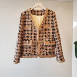 Women's Jackets Winter Womens Retro Plaid Short Coat Long-sleeved Woollen Clothes