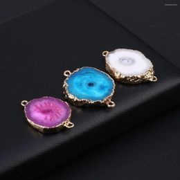 Pendant Necklaces Natural Druzy Crystal Pendants Gold Plated Double Hole Connector For Women Jewellery Making Diy Necklace Party Gifts