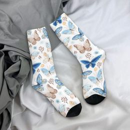 Men's Socks Happy Funny Men's Harajuku Butterfly Pattern Sock Polyester Graphic Women's Spring Summer Autumn Winter