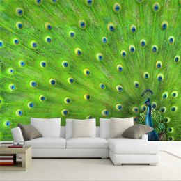 Wallpapers Mural Papel Parede Custom Wallpaper Peacock Feather Living Room TV Wall Decorative 3d Murals1